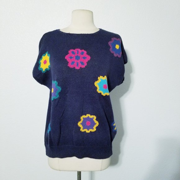 Vintage Sweaters - Vintage 80's Retro Print Sweater Top